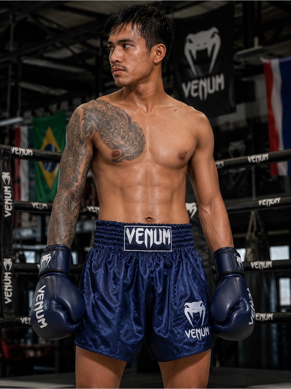 Venum Men's Navy Athletic Muay Thai Shorts A2